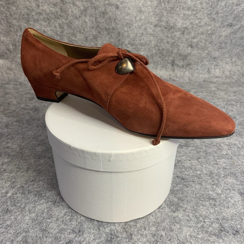 Paloma Terracotta Suede Low Heeled Oxford Style Shoe, Women’s Size 7.5, Ties